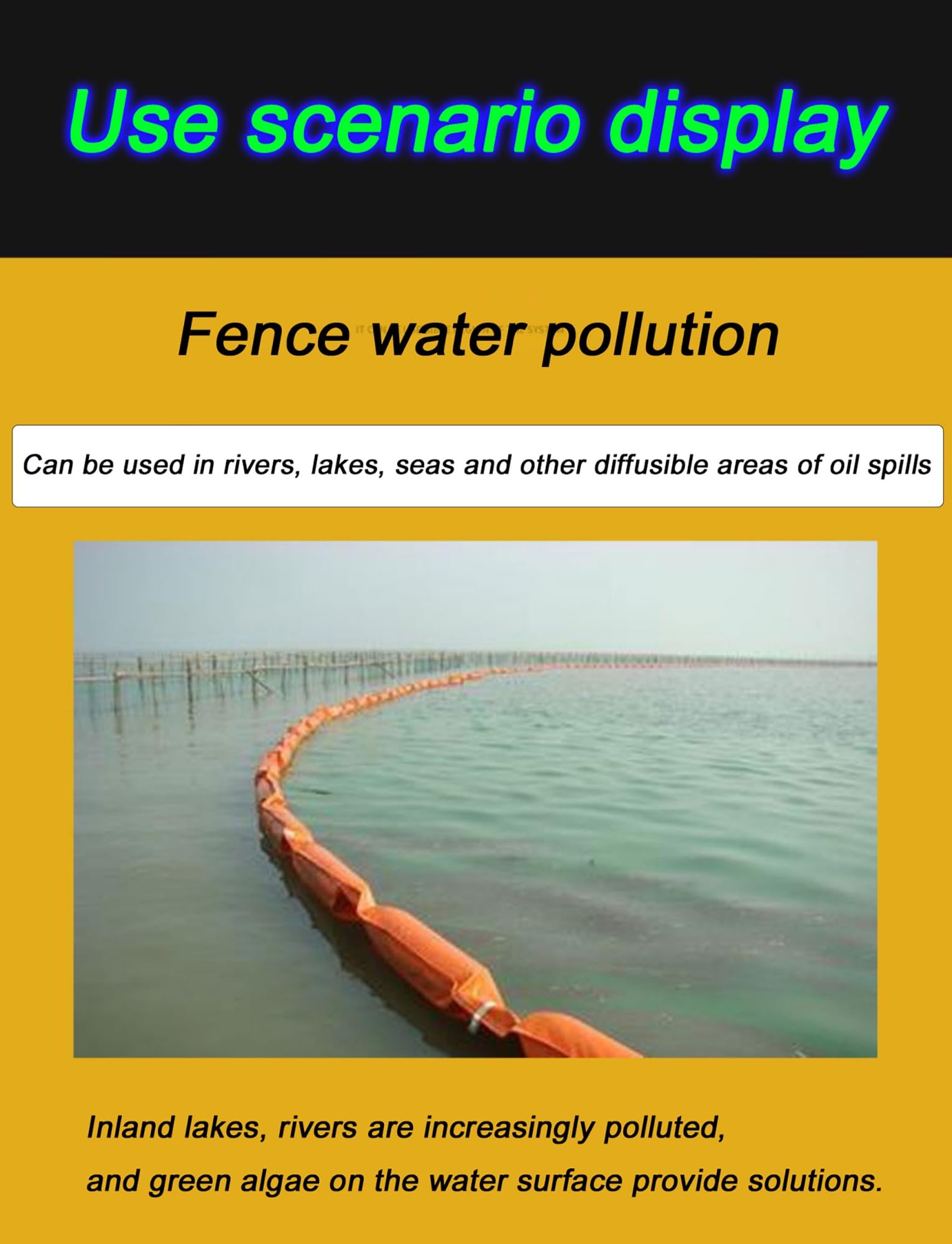 Boom flotante de contención de aceite de PVC, barrera de emergencia resistente y reutilizable para el control de la contaminación del agua en ríos y lagos