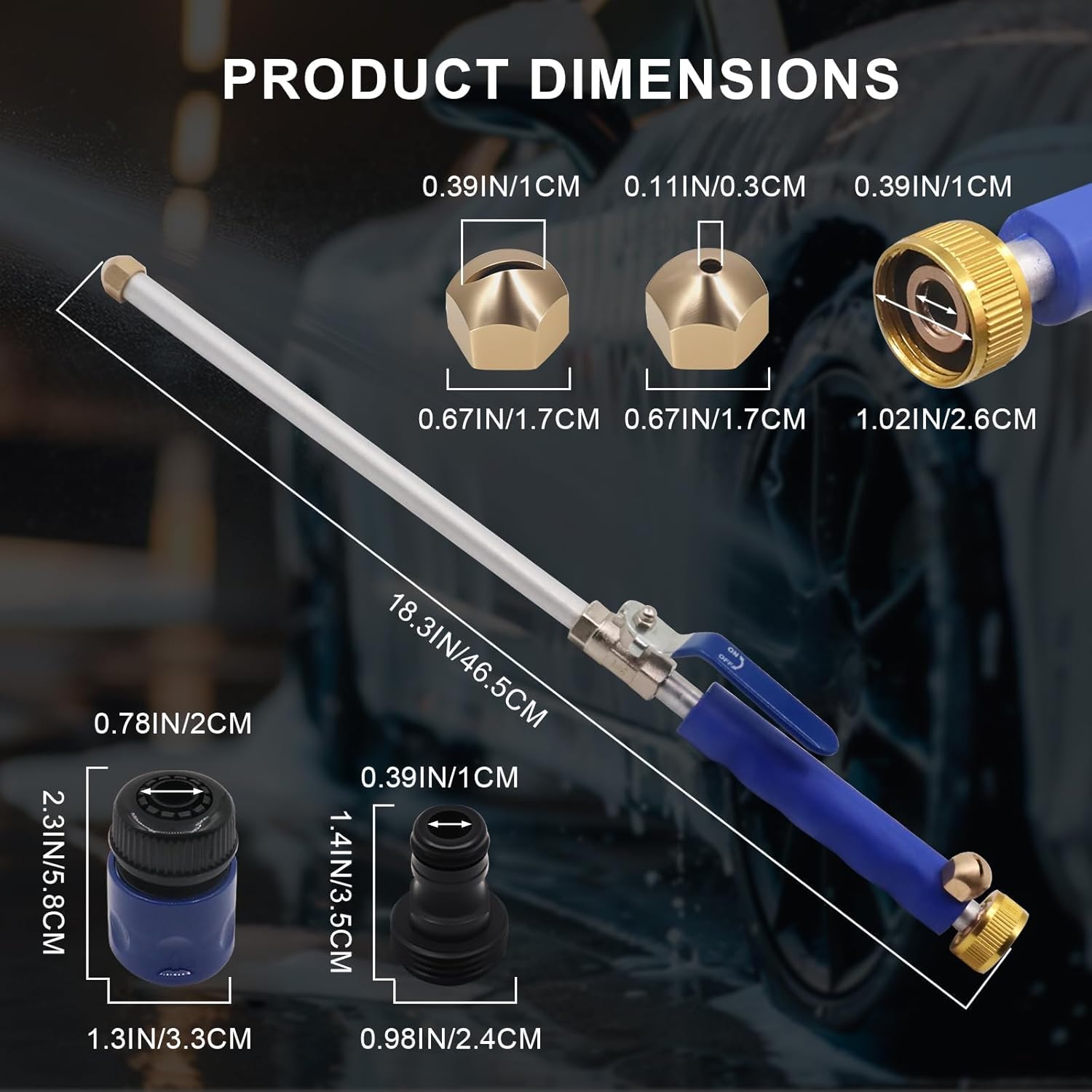 Hydro Jet High Pressure Power Washer Wand for Garden Hose, Heavy Duty Metal Water Hose Sprayer Attachment with 2 Pressure Nozzles, Leak-Proof Design for Car Wash, Gutter, Pets & Window Cleaning