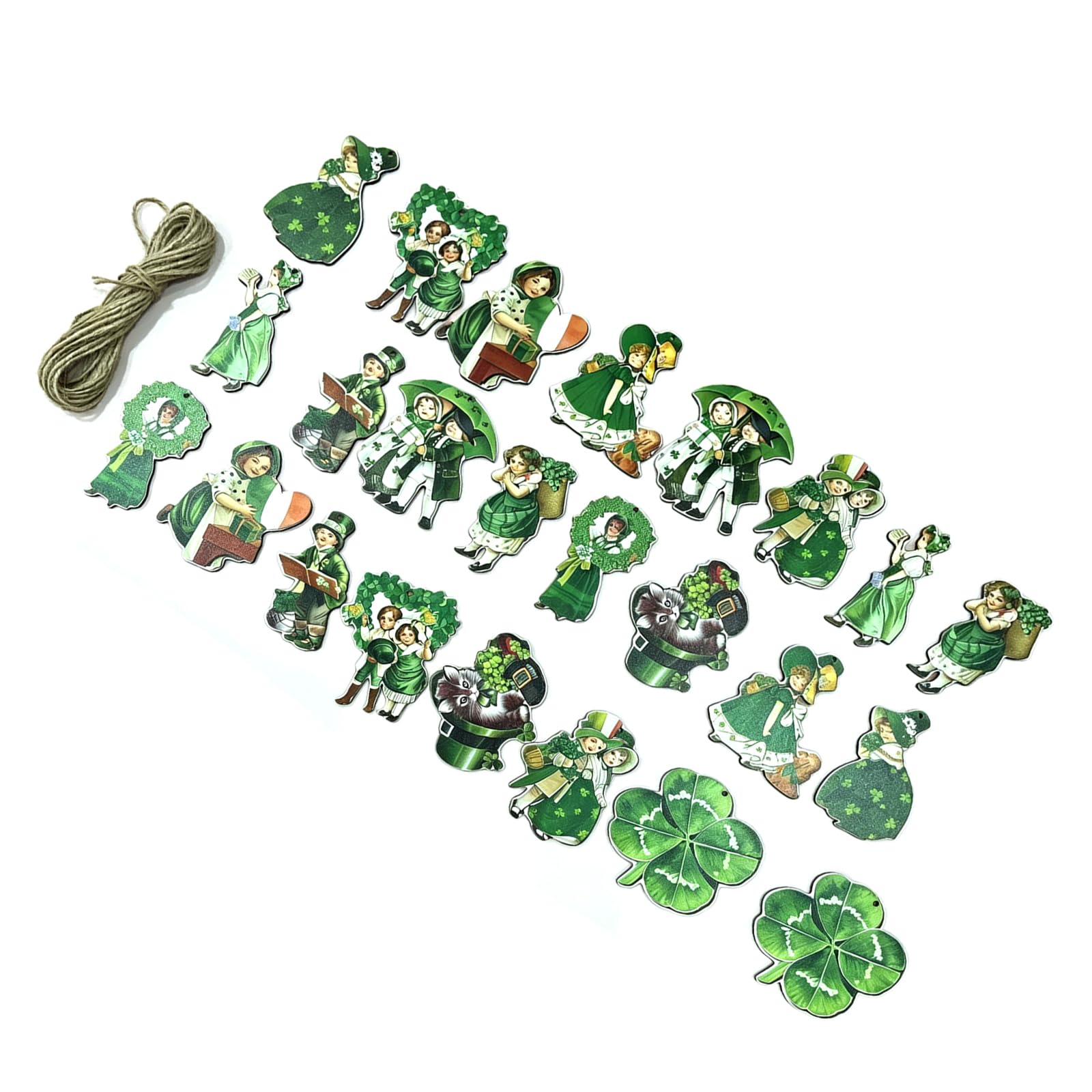 NEWFT Set Of 24 Elegant Patrick's Day Wooden Hangers For Seasonal And Home Decoration Cultural Holidays Celebration Supplies
