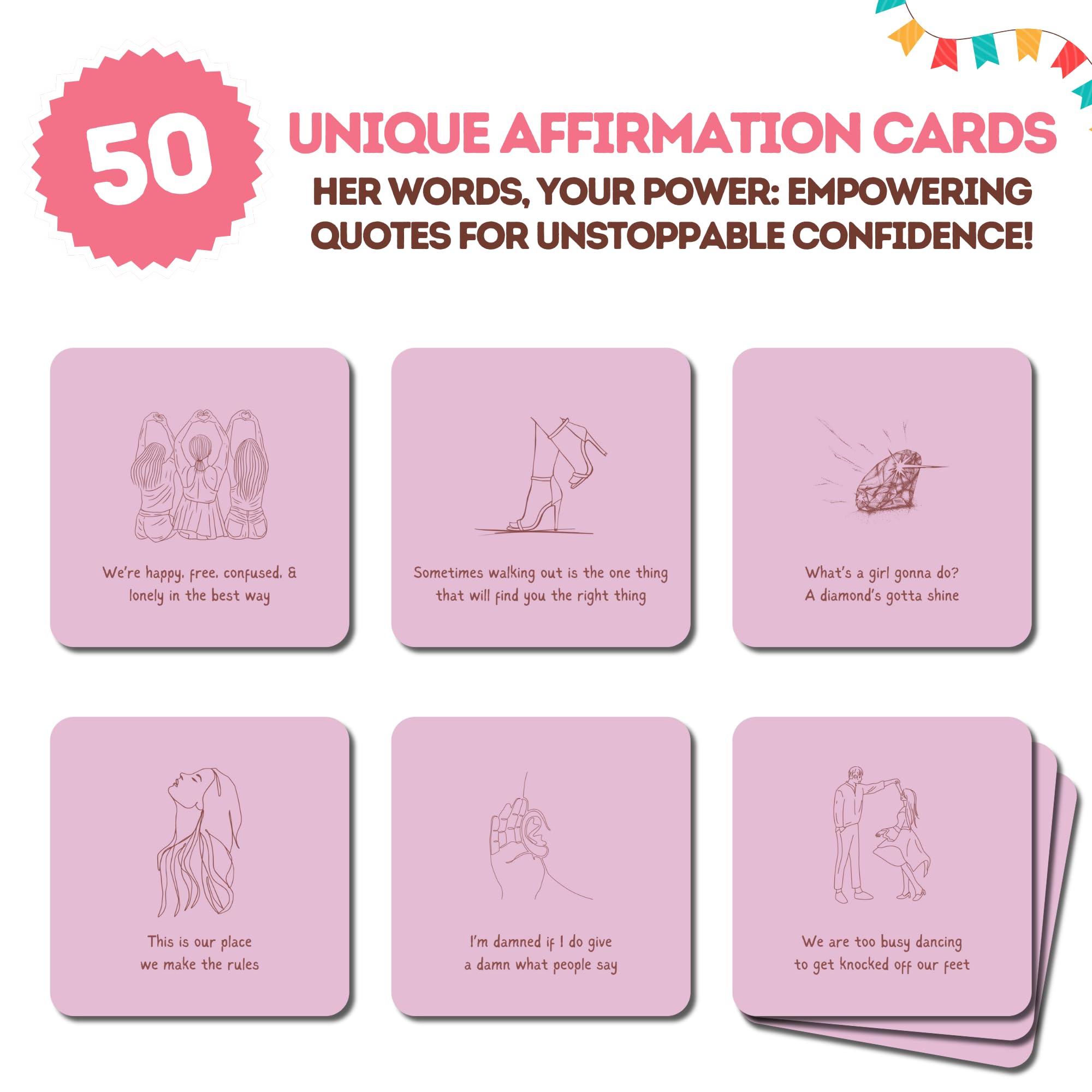 Taylor Gifts for Girls Birthday Gift | Affirmations - 50 PCS Taylor Cards | Taylor Themed Gifts, Taylor Gift Merch for Game Nights, Birthday Party Favors for Girls Women
