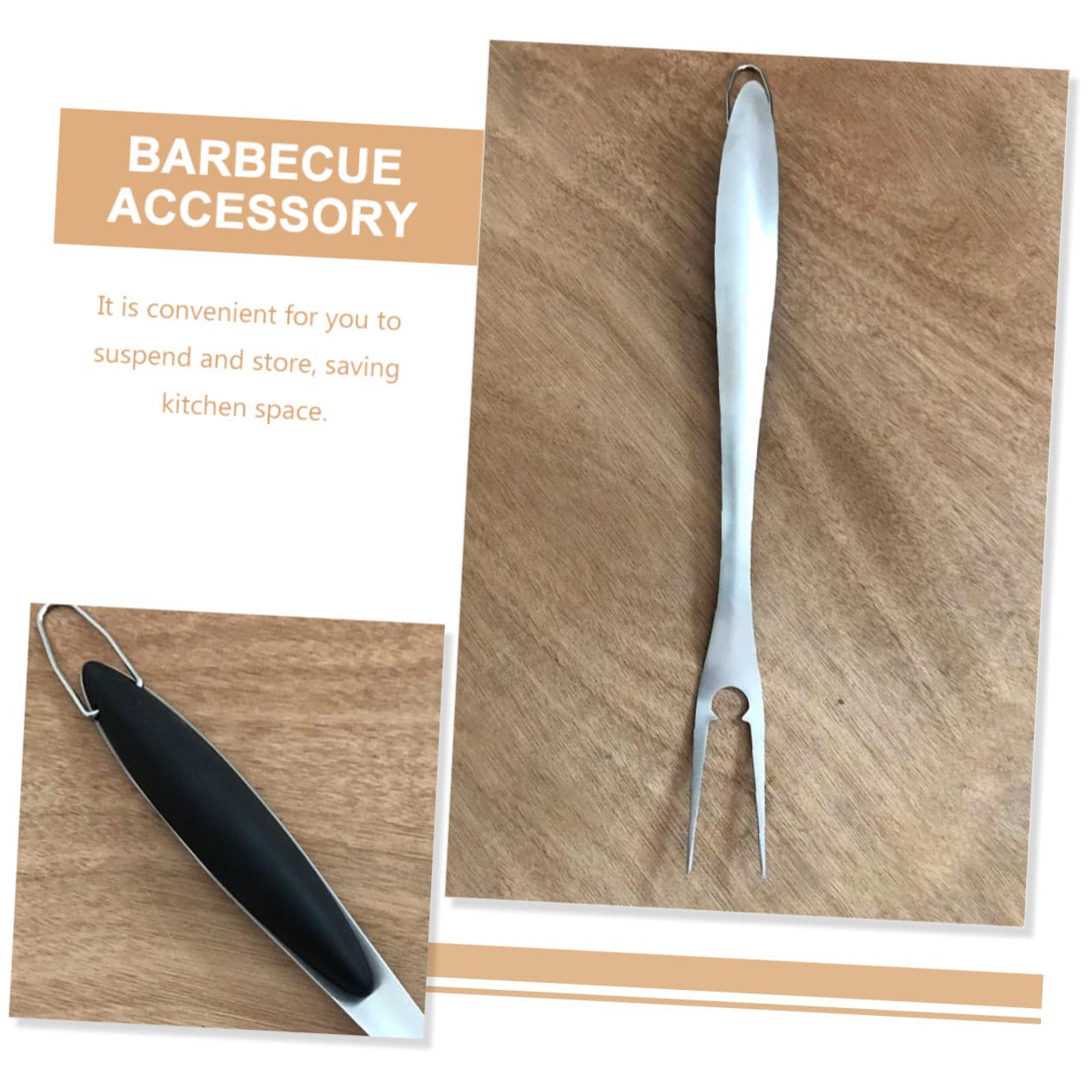 Set Utensili Barbecue in Acciaio Inox, Portatile Argento