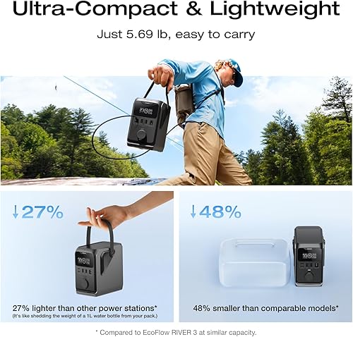 Miniatura 5 de EF ECOFLOW TRAIL - Generador solar de 300 CC con panel solar de 110 W, banco de energía LiFePO4 de 288 Wh, estación de energía, para camping, viajes