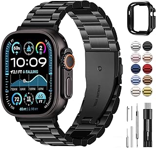 سوار شبكة من فولموسا متوافق مع ساعة أبل SE و SE2 و ألترا 49 ملم وسيريز 8 و7 و6 و5 و4 و3 و2 و1، مصنوع من الستانلس ستيل بلون فضي للجنسين مقاس 38-45 ملم