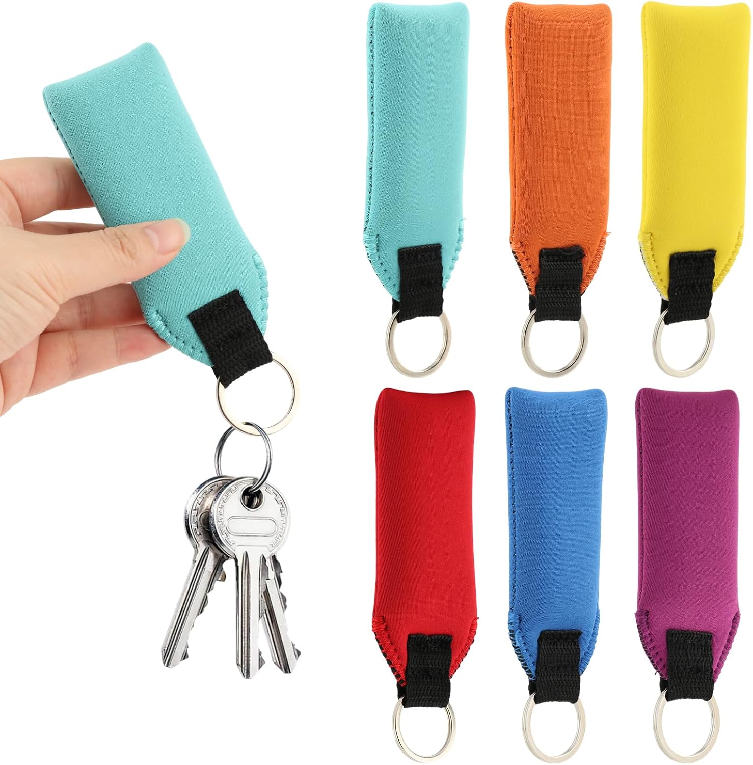 Waterproof Floating Keychain, Neoprene Key Float Holds up to 3 Keys, Bright Colors Key Ring for Boating, Kayaking, Fishing