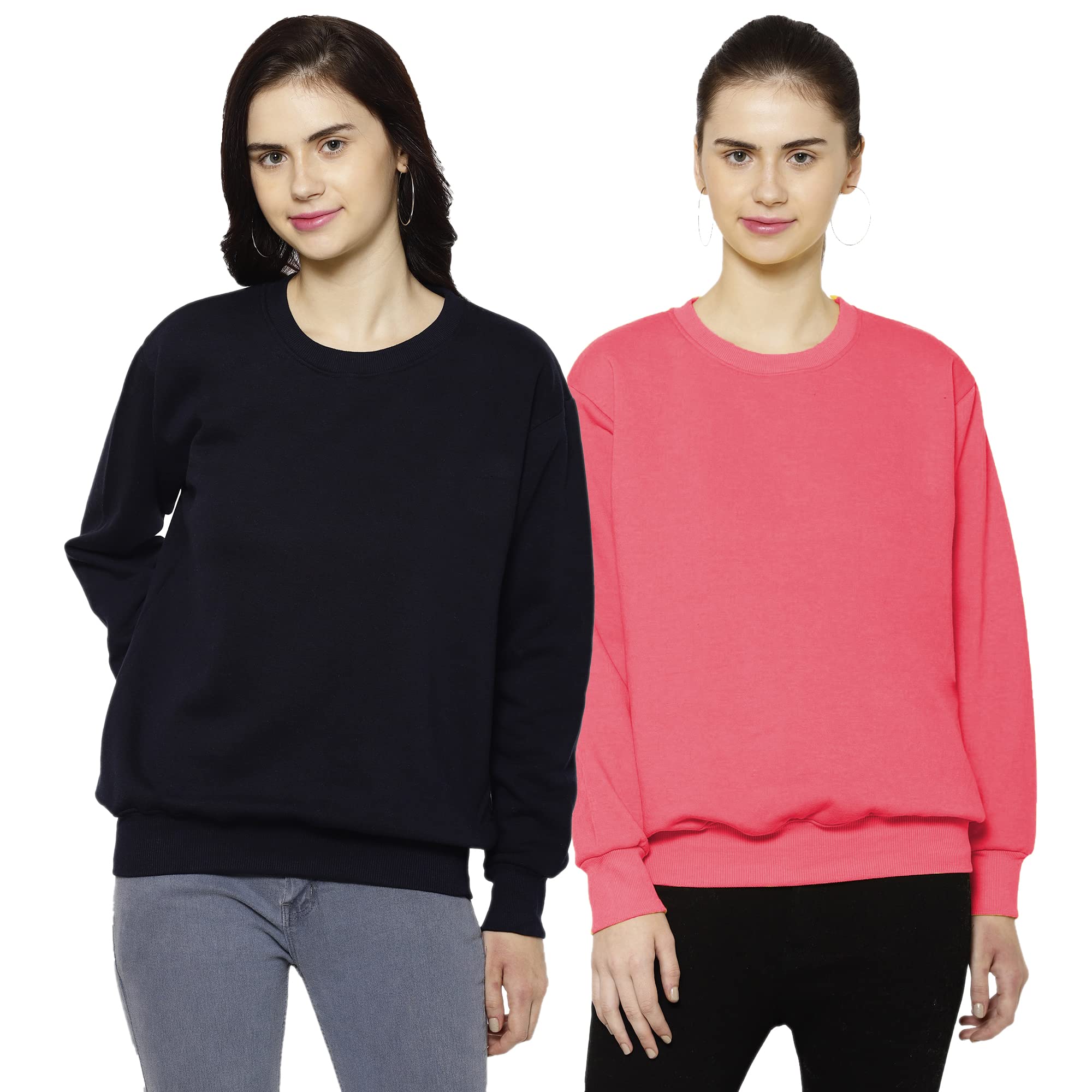 mack jonney Fleece Round Neck Sweatshirt for Women (Pack of 2)-SW_RN_NVY_OLV_002-P-picture-37