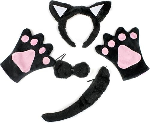 Miniatura 1 de Petitebella Black Cat Headband Bowtie Tail Gloves 4pc Children Costume