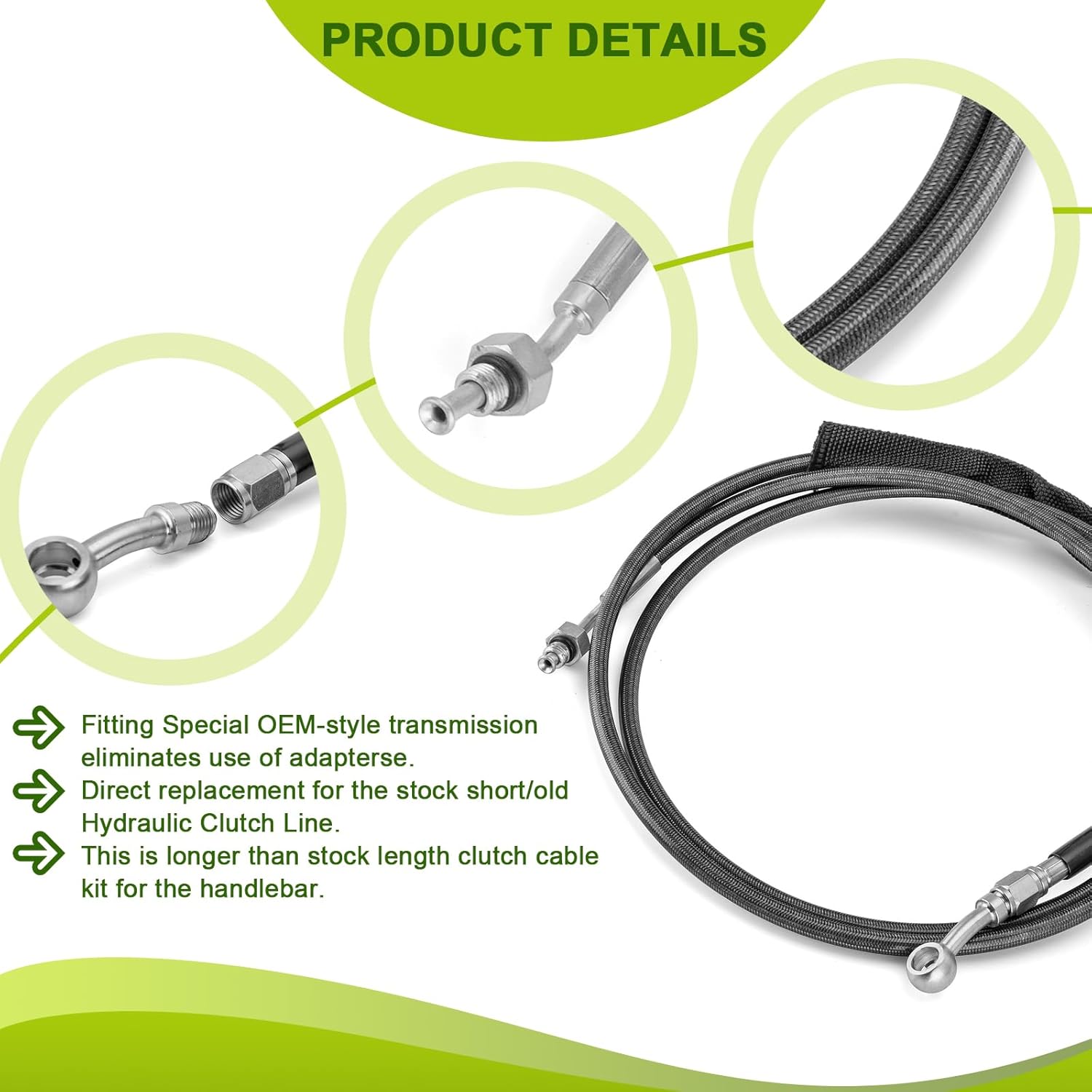 Mofun 76" Extended Length Hydraulic Clutch Line Compatible with Harley CVO Touring 2013-2016, Fit All Touring Models 2014-2016 CVO Softail Models 2015-2017, Fit 16" 18" Handlebar Black