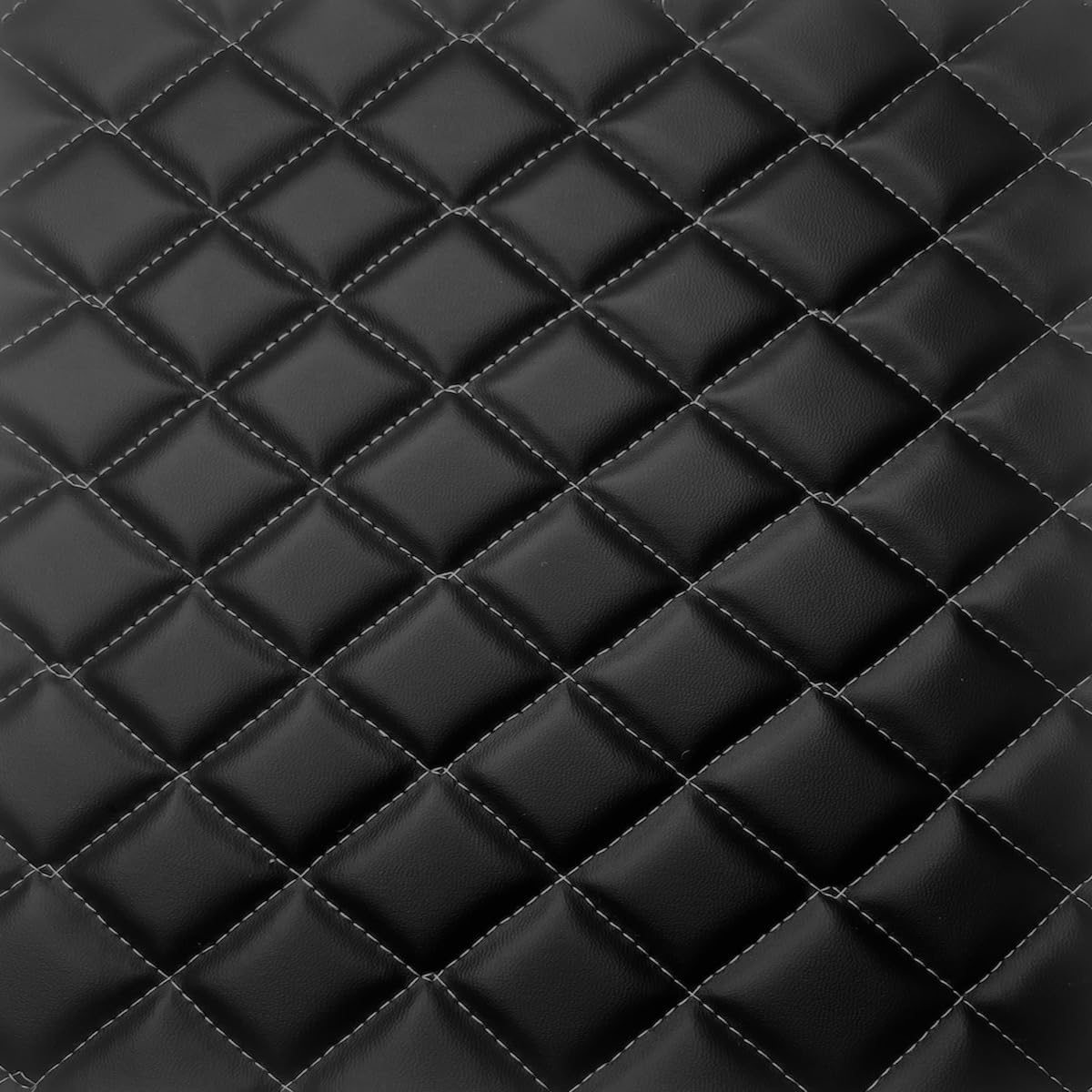 Diamond Quilted Foam Backed Faux Leather Vinyl Fabric - Sold by The Yard - 54" (Black Diamond)
