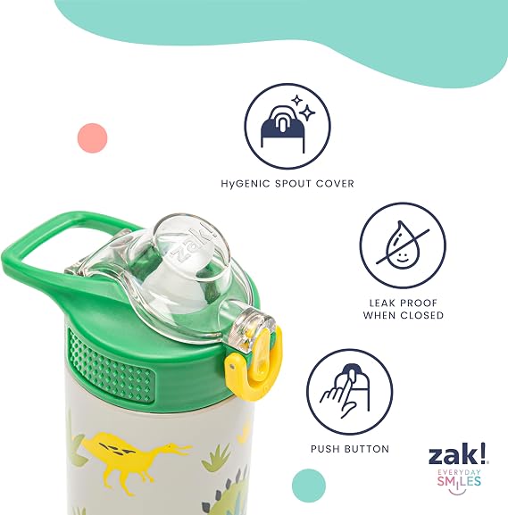 Zak Designs Minecraft Creeper Sage 14oz Leak-Proof Straw Kids Water Bottle