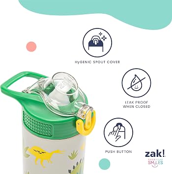 Zak Designs Minecraft Creeper Sage 14oz Leak-Proof Straw Kids Water Bottle