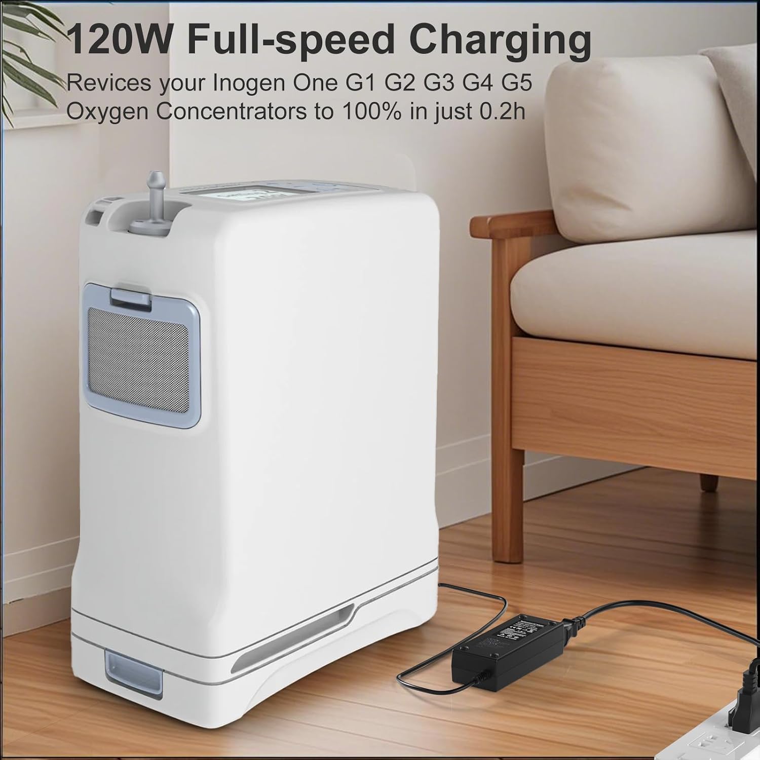 120W Charger Compatible with Inogen One G1 G2 G3 G4 G5 Oxygen Concentrators, Catalog# BA-301 BA-302 BA-303 BA-107 BA-106 BA-207 BA-503 Power Adapter Supply Cord (120W Inogen)