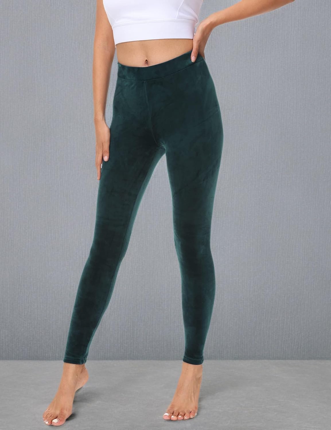 COZZYON Women Velour Leggings, High Waist Soft Leggings Warm Winter Velour Yoga Pants - Image 7