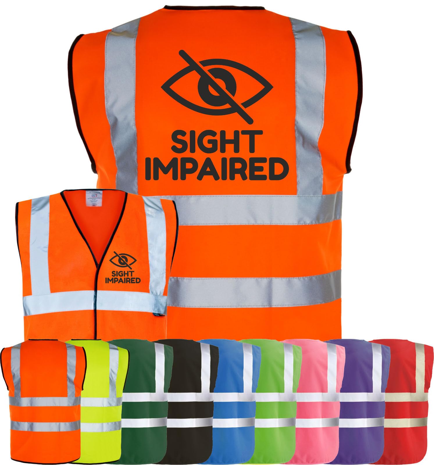 Corporate Togs Sight Impaired Blind Aid Printed Vest - Hi Vis Safety Vest, Waistcoat, High Visibility, Fastening Waistcoat | Protective Safety Wear