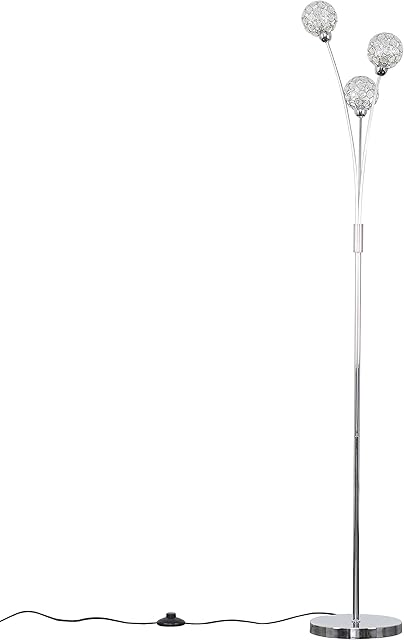 MiniSun Modern 3 Way Polished Chrome & Clear Acrylic Floor Lamp