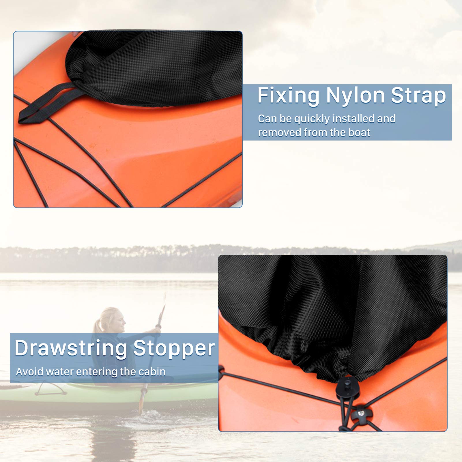 Kajak-Sprührock Universal, Universal Verstellbarer Nylon-Kajak-Sprührock wasserdichte Abdeckung Kajak-Zubehör Wassersport-Zubehör Kajak Spray Rock Kayak Zubehör Nylon Wasserdichte (Schwarz)
