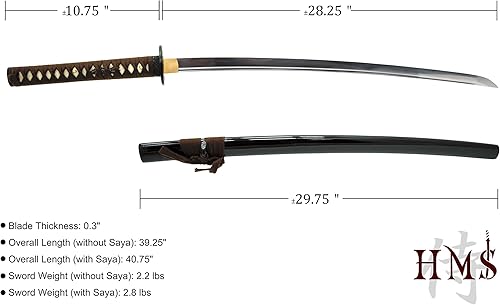 Miniatura 5 de HMS Samurai Katana Sword, Practical, Hand Forged, 1045 Carbon Steel, Heat TemperedClay Tempered, Full Tang, Sharp, Scabbard