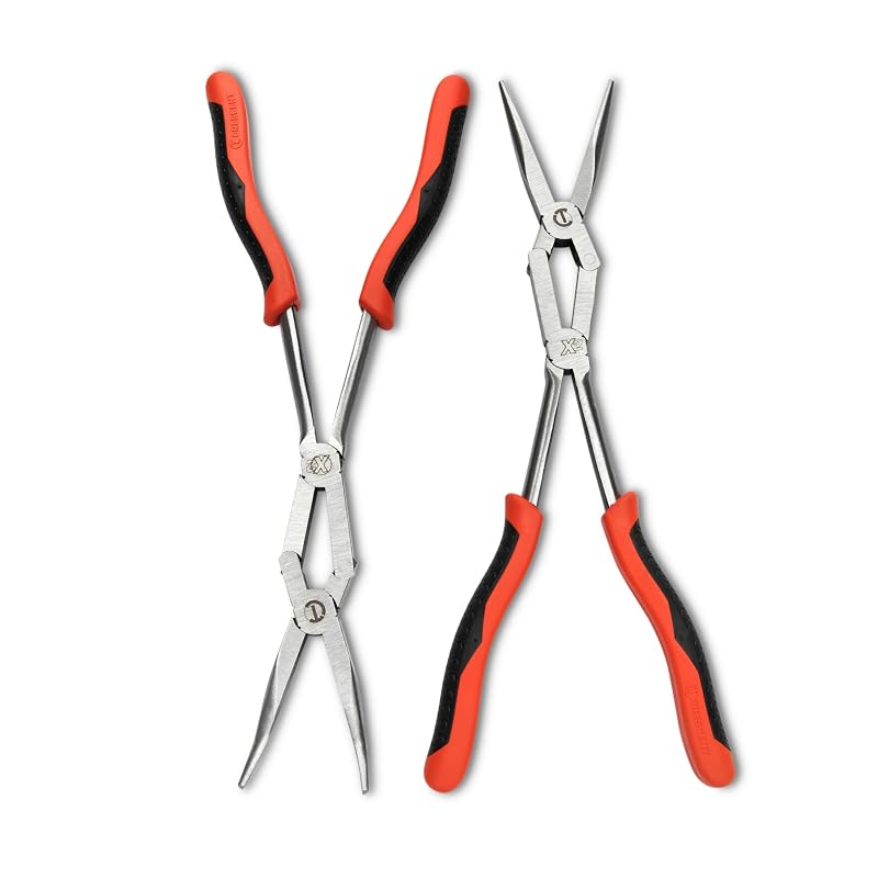 Alicate de Bico Longo Crescent X2 com Pontas Reta e Curvada PSX204C, Conjunto com 2 Peças