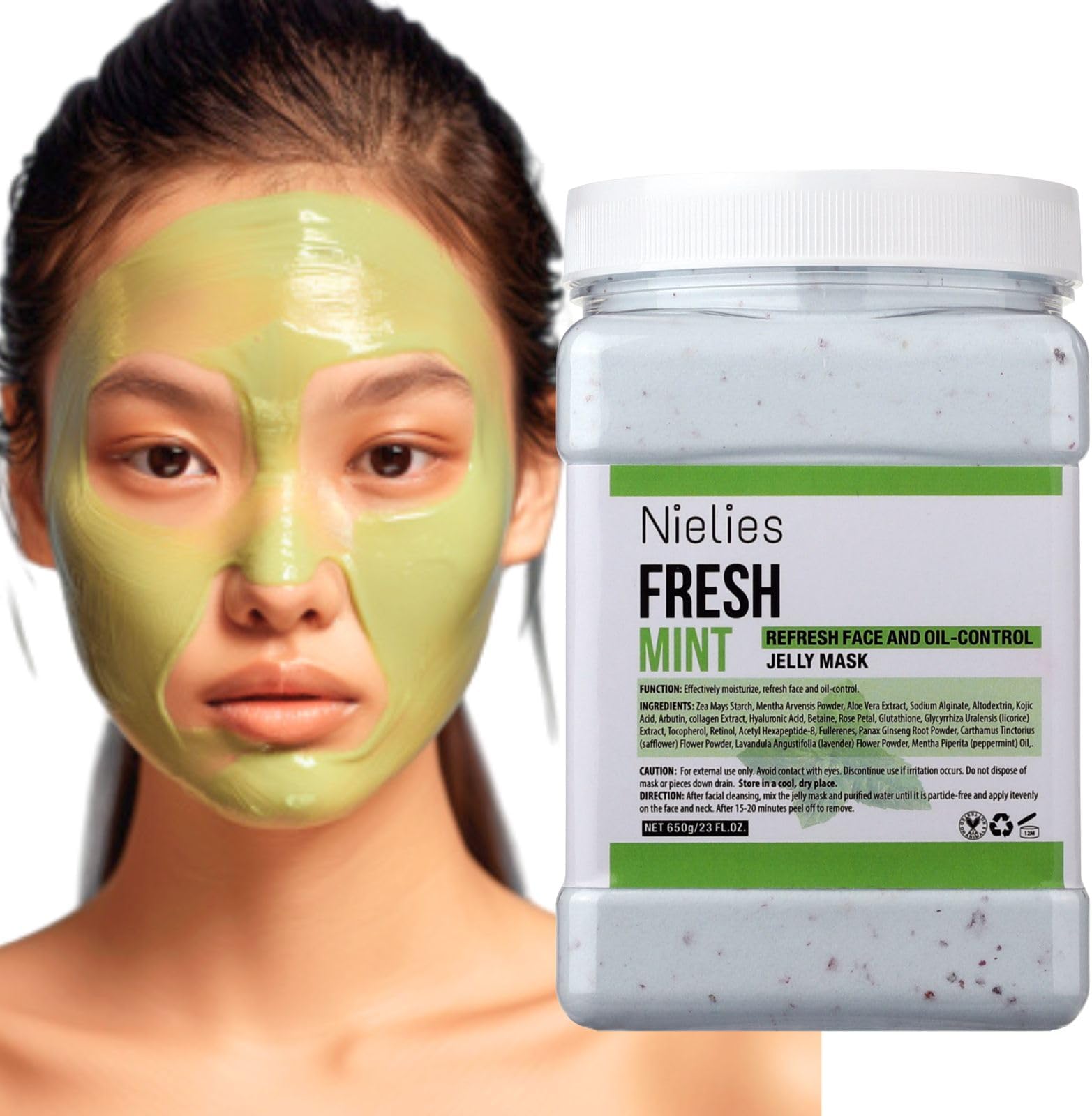 Jelly Mask, Facial Skin Care- Fresh Mint "Peel-Off" Mask Jelly Mask For Facials, Face Mask For Instant Hydration, Vegan Peel Off Face Mask, For Refreshing, Oil Control (Fresh Mint)