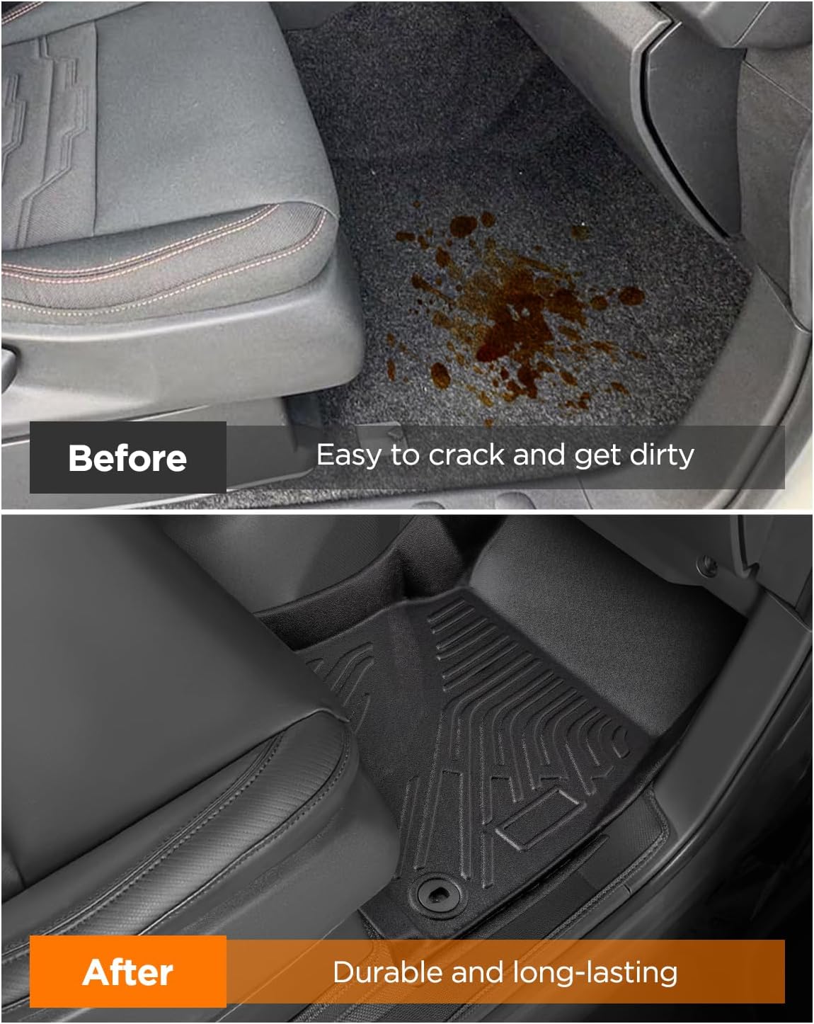 DrCarNow Floor Mats for Nissan Frontier 2026 2025 2024 2023 2022 Crew Cab with 2nd Row Under-Seat Storage,Heavy Duty All-Weather Floor Mats TPE Liners, 2 Row Set for Nissan Frontier Accessories