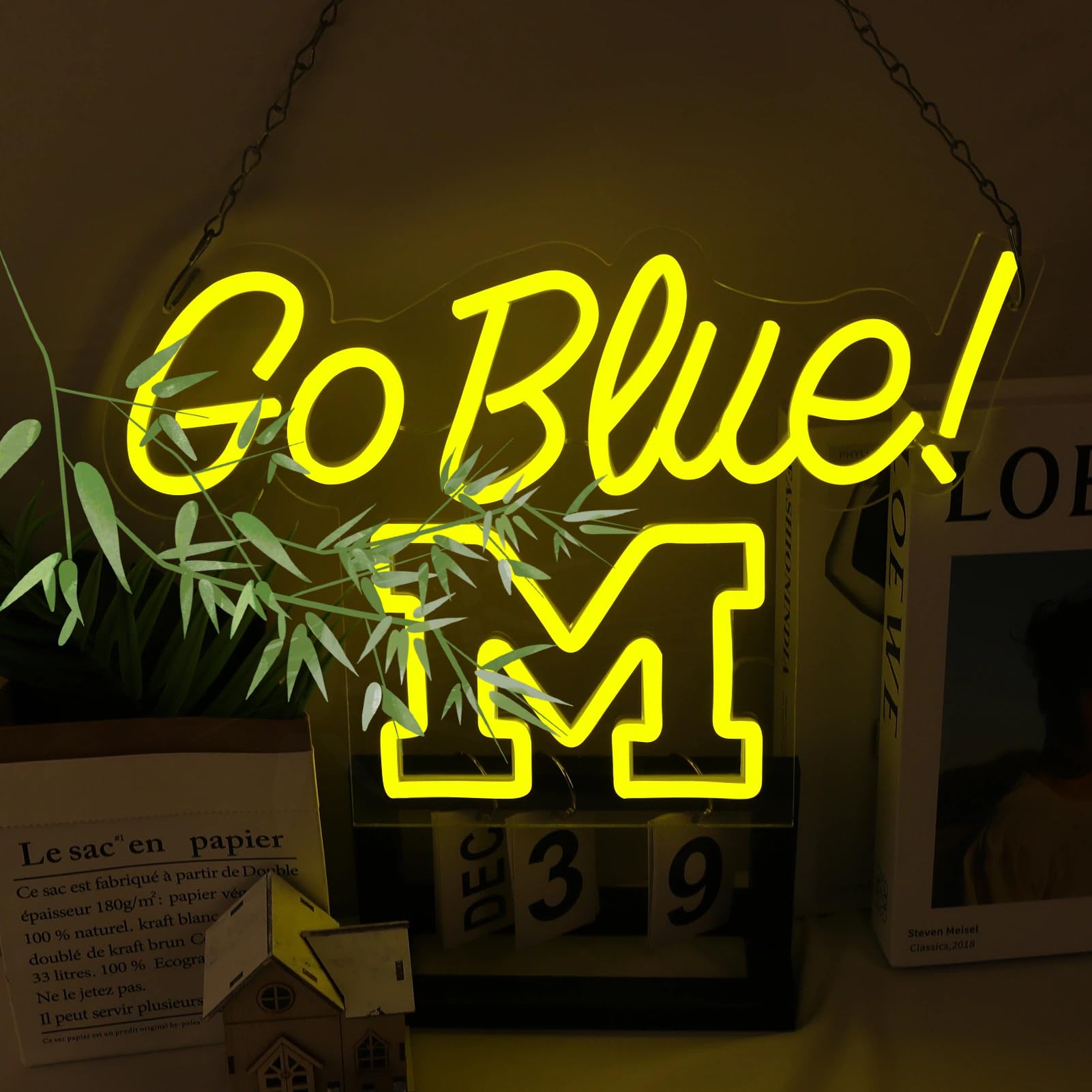 Go Blue Neon Sign Vibrant LED Wall Art per i fan dell'università per il giorno del gioco, la grotta dell'uomo, decorazione per dormitorio e bar, regalo per studenti e studenti