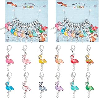 NBEADS 24 Pcs Flamingo Stitch Markers, Enamel Alloy Crochet Stitch Marker Charms Removable Lobster Claw Clasps Stitch Marker for Knitting Weaving Sewing Jewelry Making