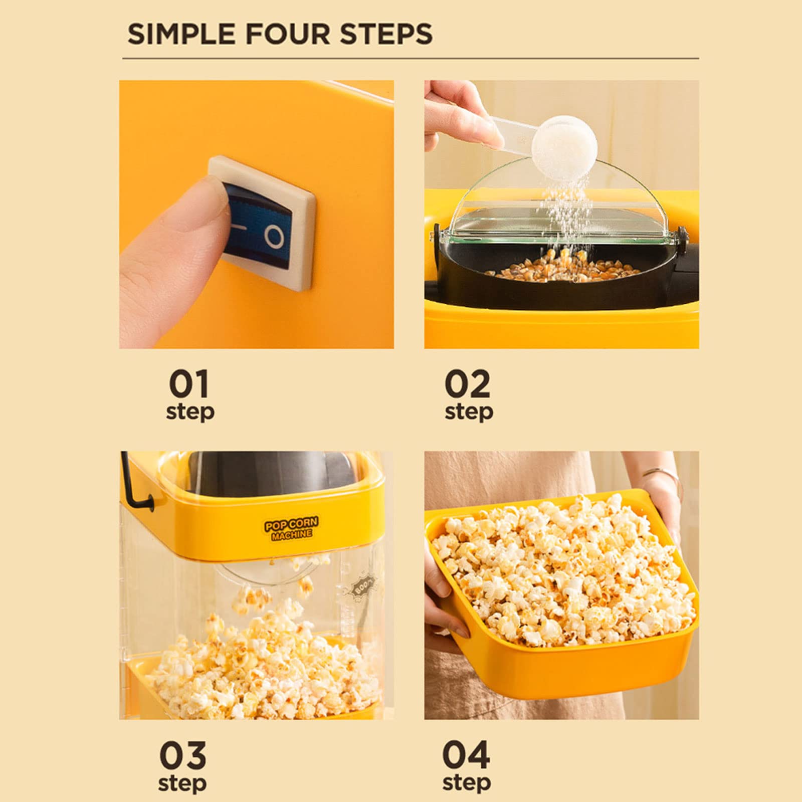 Macchina per Popcorn Fatta in Casa, Macchina Popcorn ad Aria Calda da 350W Compatta ad Aria Calda Senza Grassi, Snack Senza Olio e a Basso Contenuto di Grassi, Senza BPA, Design Unico