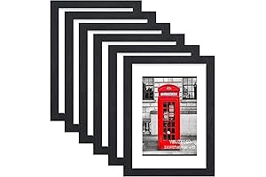11x14 Picture Frames 6 Pack - Classic Black with Mat or No Mat Option