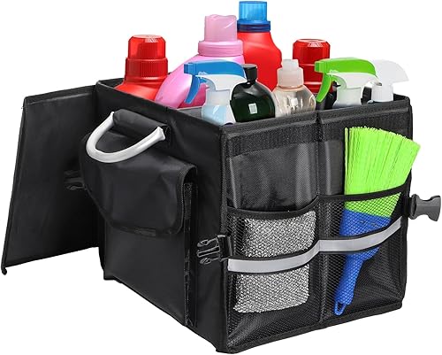 Miniatura 4 de Frcctre Organizador de maletero de coche con tapa, pequeño organizador plegable de 28 litros, contenedor de almacenamiento impermeable de poliéster