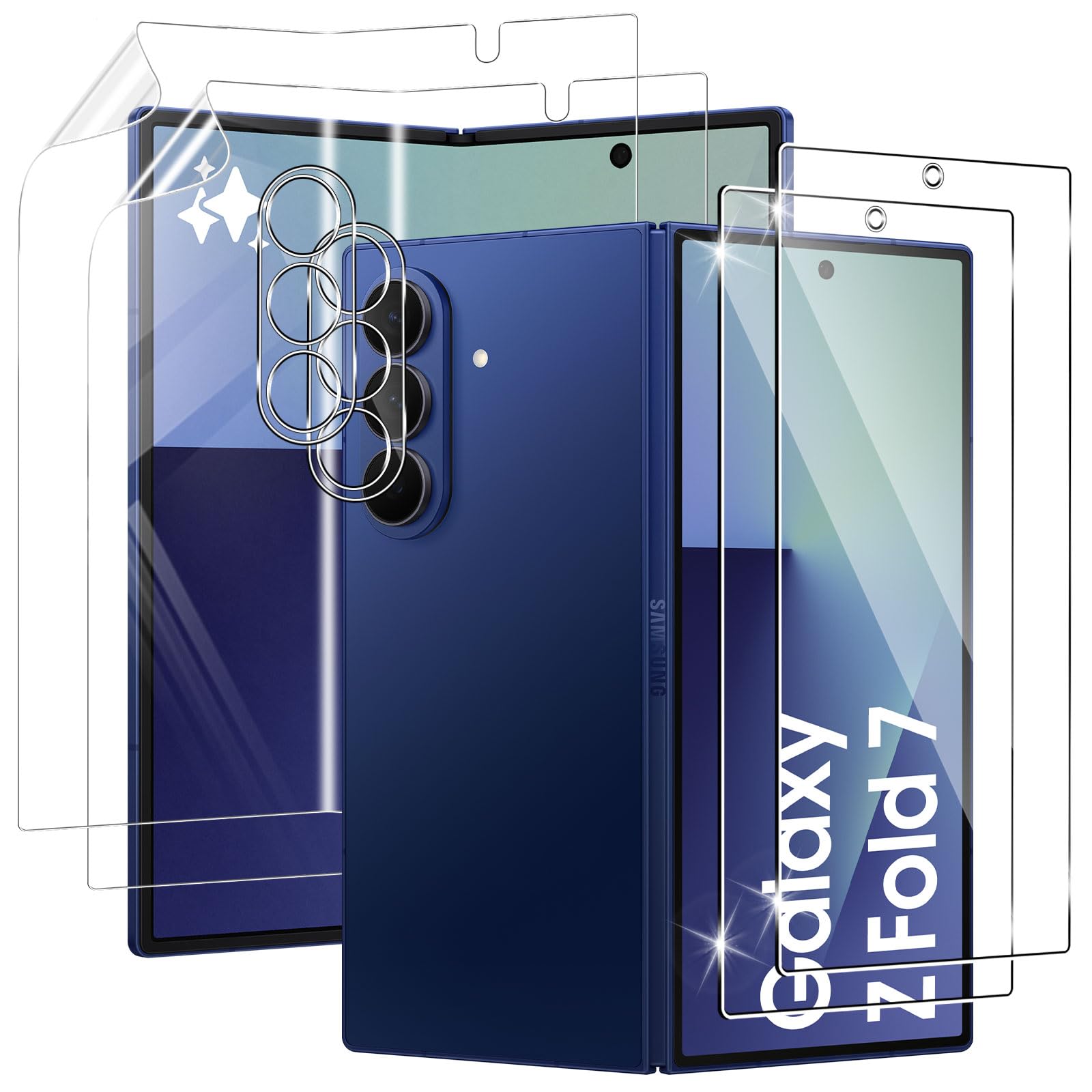 QULLOO Verre Trempé pour Samsung Galaxy Z Fold 7 / Fold7 5G, [2+2+2] Avant 9H Dureté Protection Écran + Protection Décran intérieure en TPU + Caméra Protecteur, Aux Rayures Film Protection