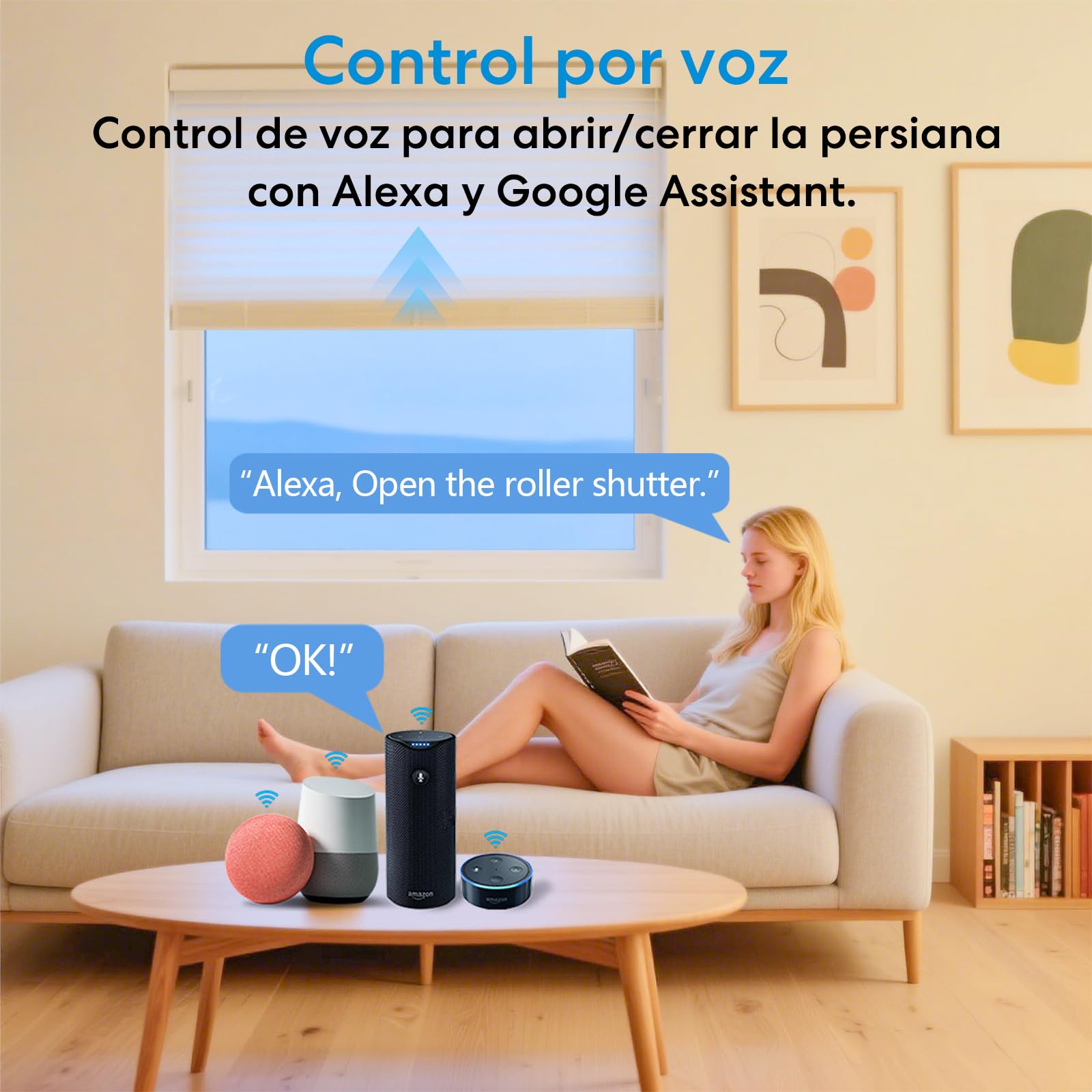 LoraTap Interruptor Persianas WiFi, 4 Piezas Relé de Persiana Temporizador Inteligente para Cortina Eléctrica, Control Remoto por Teléfono, Compatible con Alexa y Google Home para Control de Voz, 300W