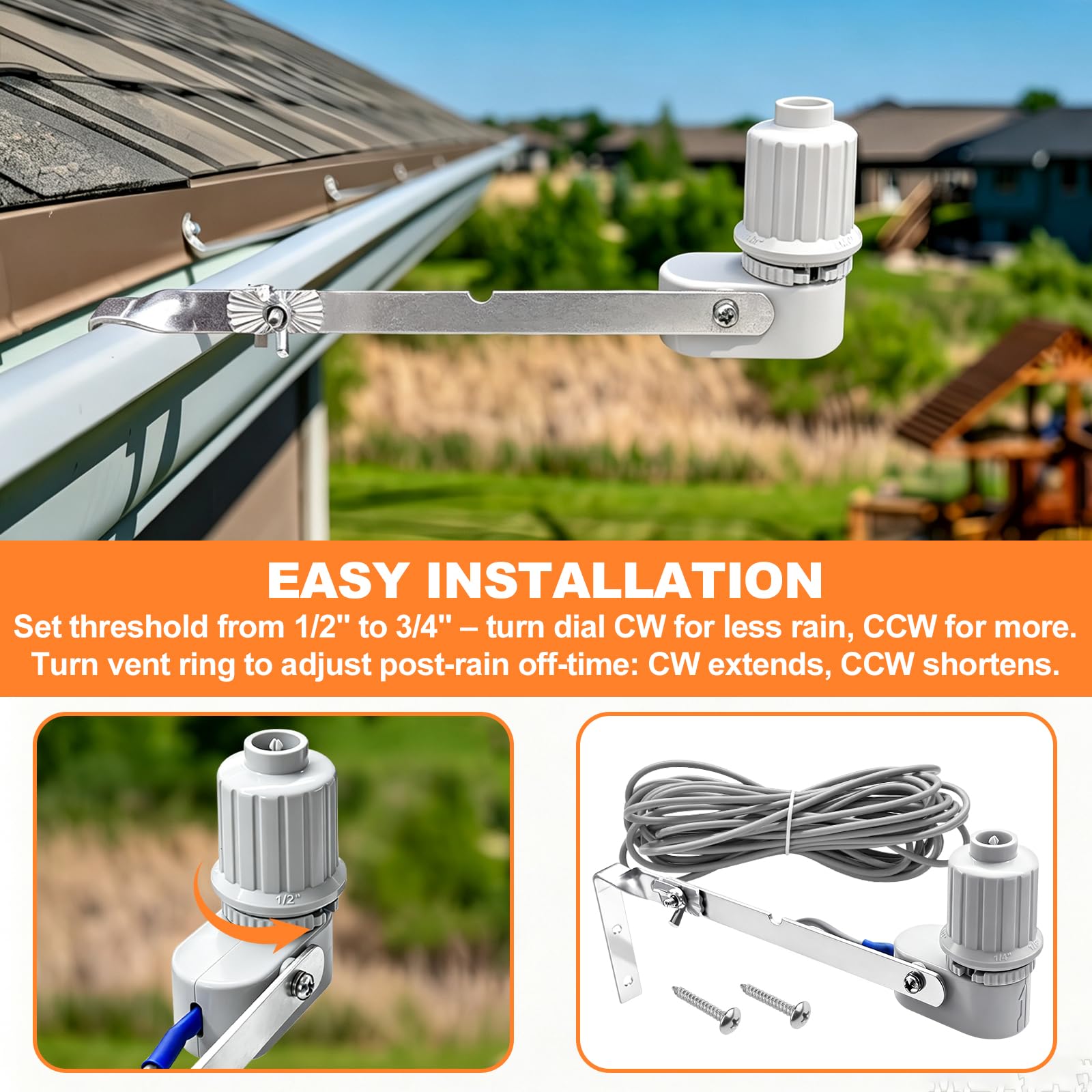 Sensor de lluvia con cable compatible con sistema de aspersor Rain Bird RSD Sensor de lluvia