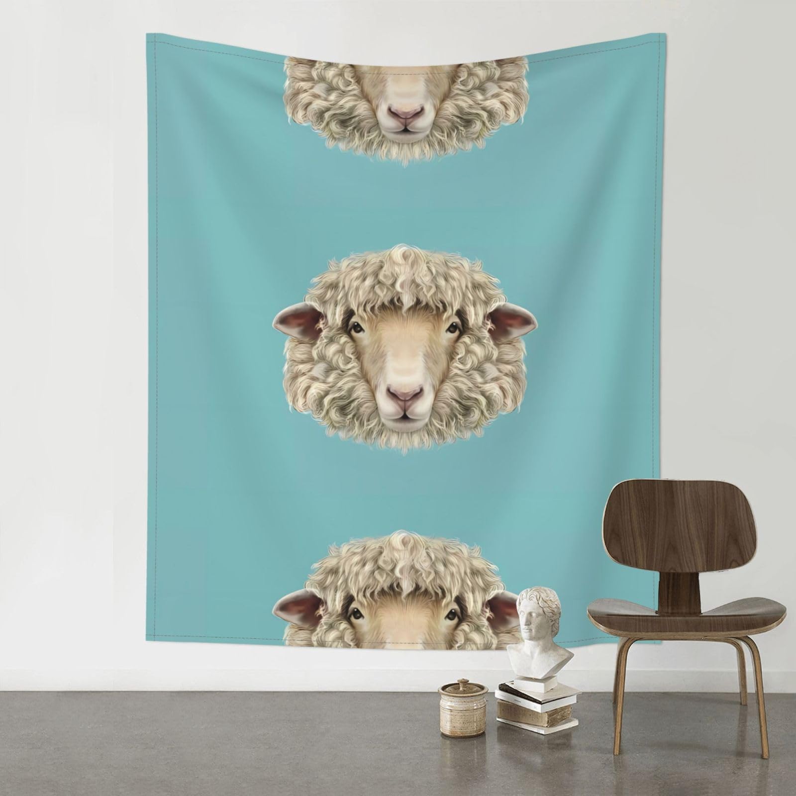 WHJSSF Sheep Head Animal Prints 60x51in Wall Tapestry Bohemian Throw Blanket Dorm Decor Beach Picnic Cover