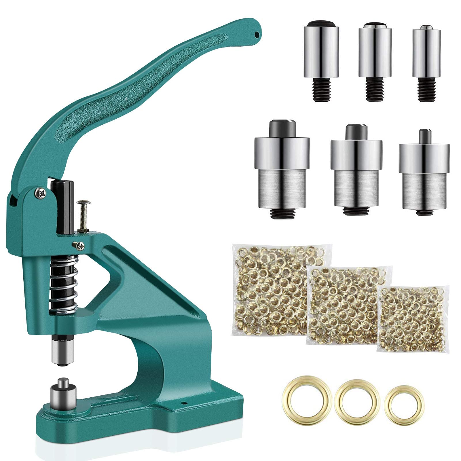 Set di 3 fustelle e 900 occhielli per punzonatura 6/10/12 mm | pratica punzonatrice multiuso con occhielli per cintura in pelle, tessuto, vestiti, scarpe, borsette, occhielli