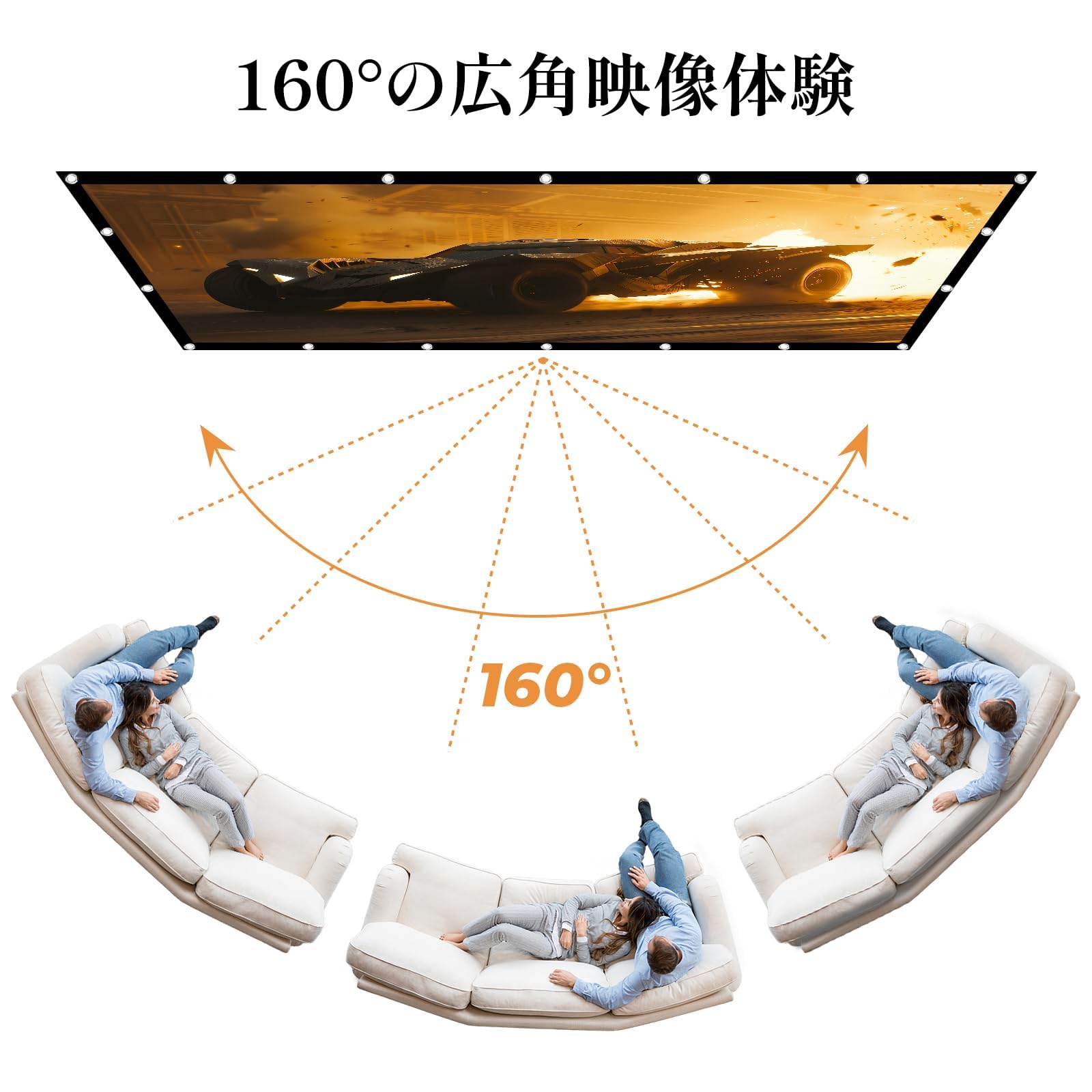 Amazon | プロジェクター スクリーン 100インチ 16:9 視野角160° 広い