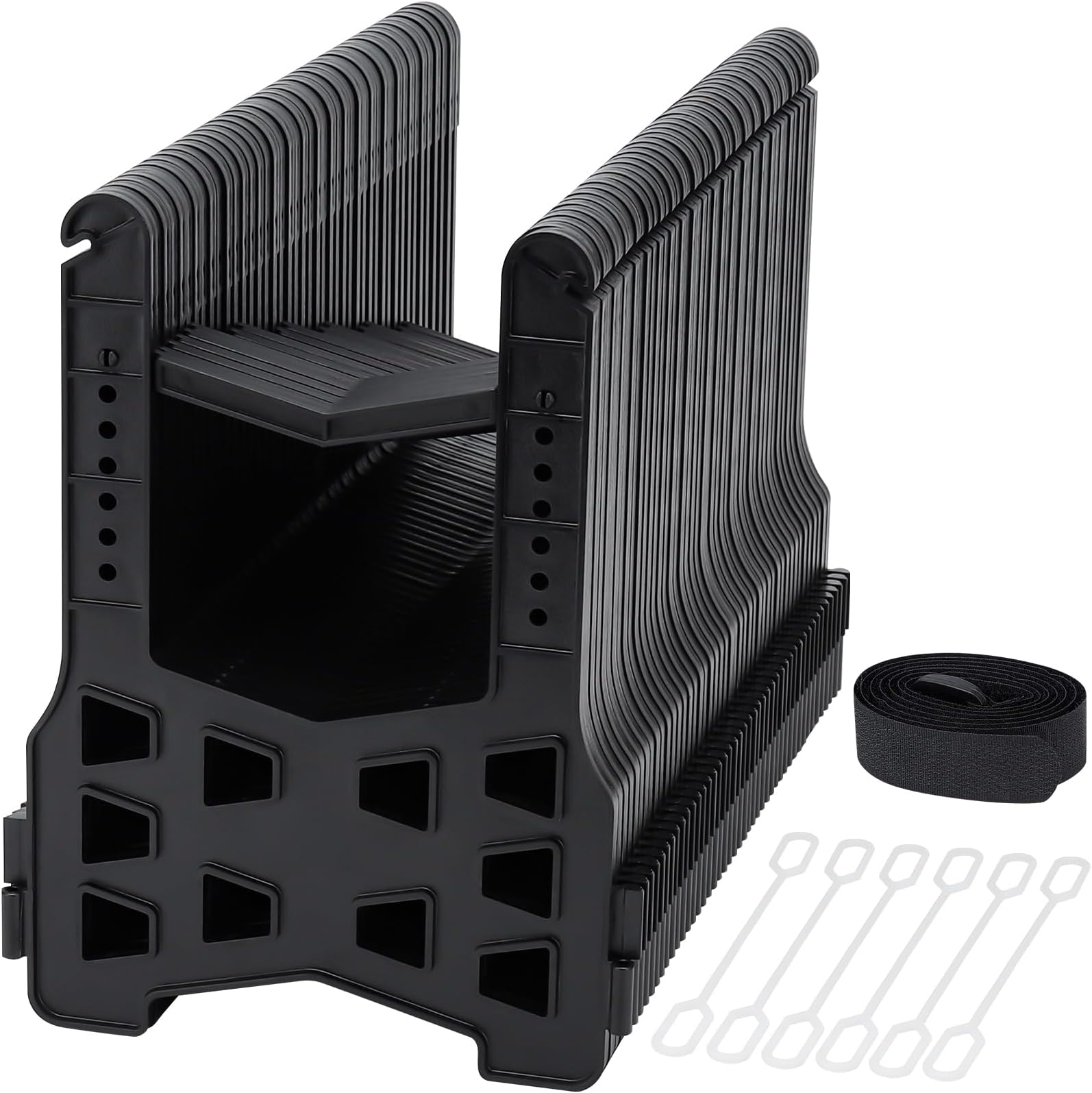 RV Sewer Hose Support 20FT, Sewer Hose Support for RV Camper, Height Adjustable, Quick Set-up Sewer Hose Support Stands with Organization Strap, Waste Water Hose Support (Black)