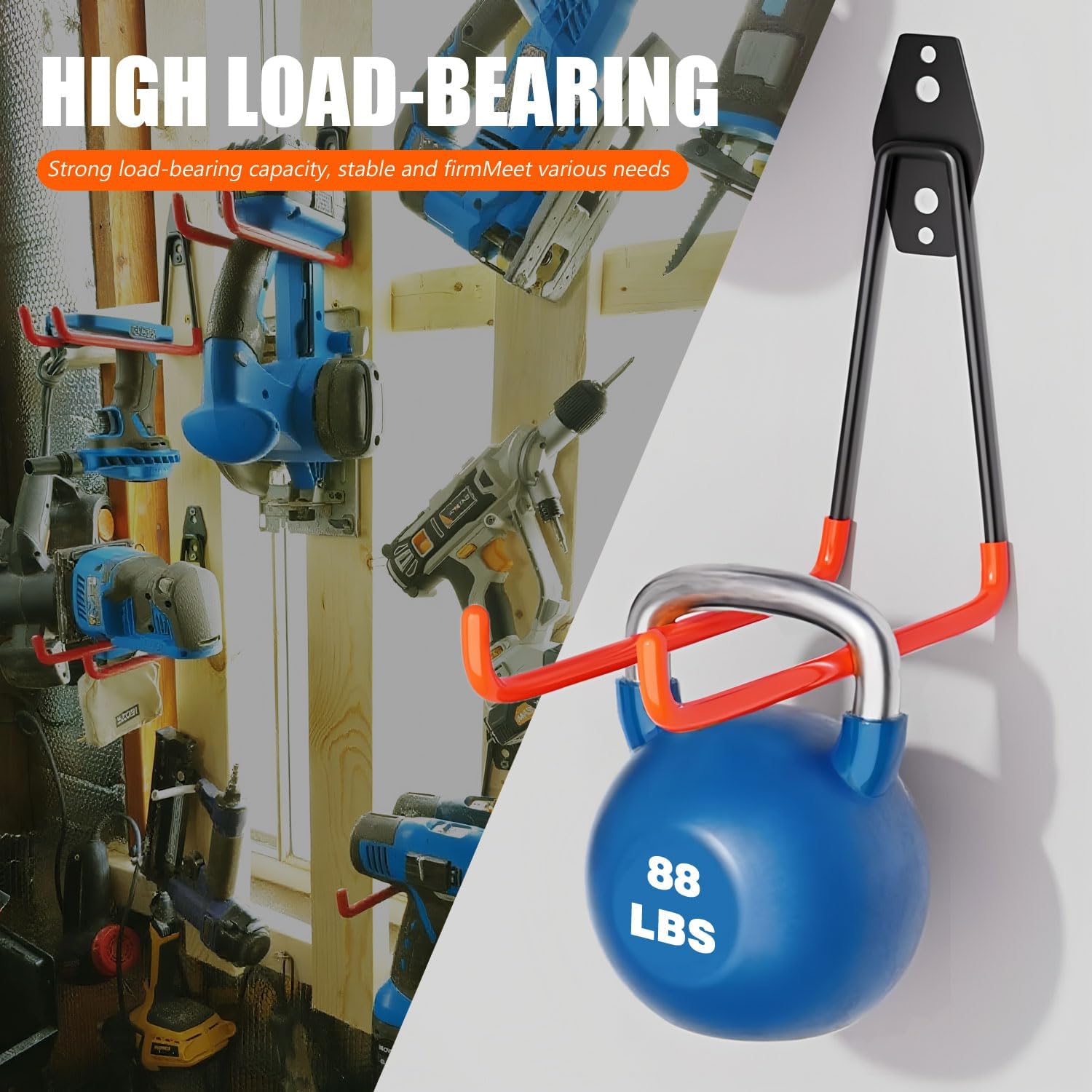 Heavy Duty Garage Storage Hooks 2 Pack Garage Tool Organizer Wall Mount image 4