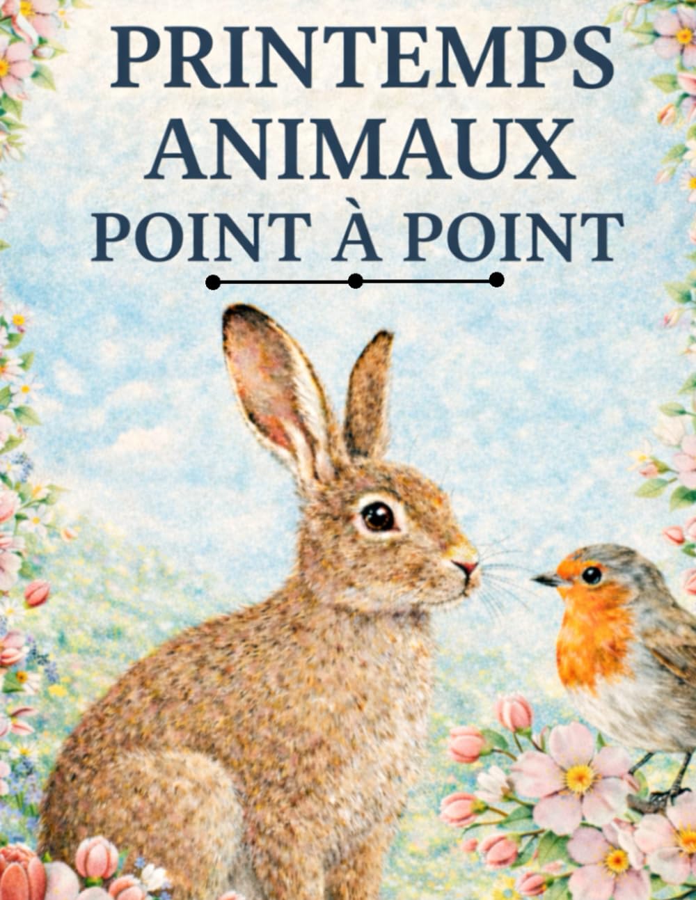 Printemps Animaux Point à Point: Points à Relier en Gros Caractères pour Adultes et Seniors