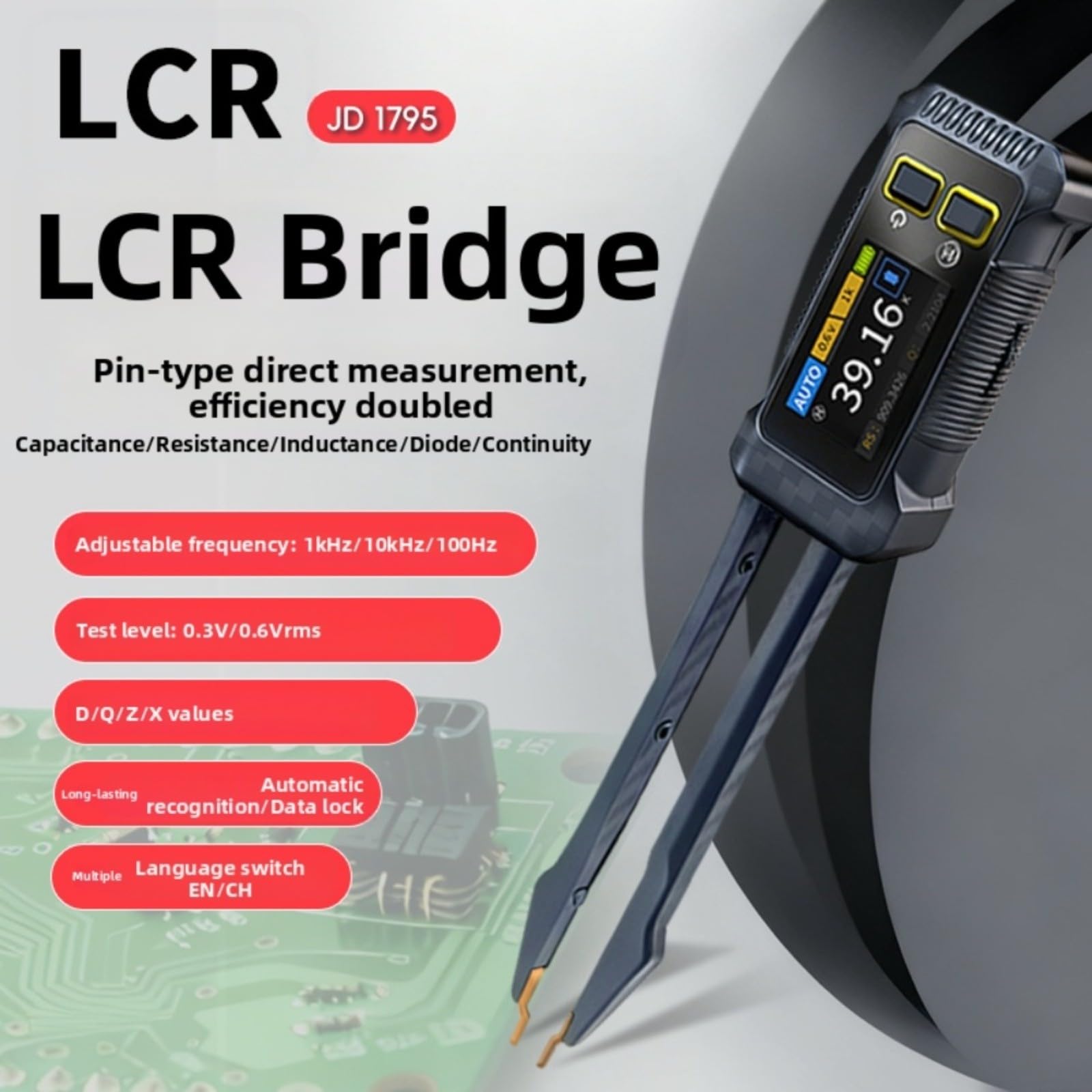 JD-1795 LCR-Multimeter Mit Präzisionsmessung Für Widerstand Kapazität Und Induktivität Von Für SMD-Bauteilen Tragbares Design Mit Typ-C-Ladefunktion