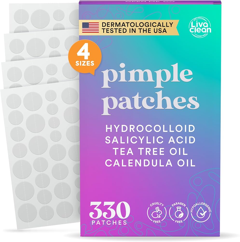 330 CT Pimple Patches for Face w/Salicylic Acid, Tea Tree Oil & Calendula Oil - Four Sizes - Pimple Patch, Hydrocolloid Patch, Acne Patches for Face