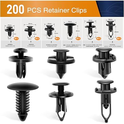 GOOACC Universal Plastic Fender Clips,200 Pcs Push Bumper Fastener Rivet Clips with 6 Size Auto Body Retainer Clips Bumpers,Car Fender Replacement for GM, Ford & Ch, GRC-47