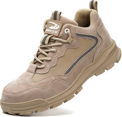 Mens Work Shoes Steel Toe Safety Shoes Anti-Smashing Lightweight Breathable Working Sneakers Nonslip Construction Shoes