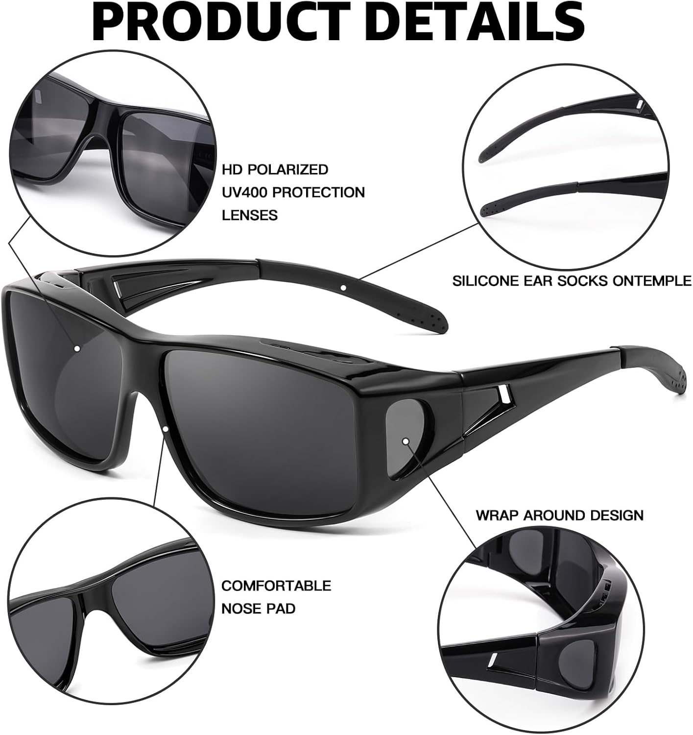 Trysee Fit Over Sunglasses for Men Women Polarized Wrap Around Sunglasses to Wear Over Glasses with UV Protection TS0312 - Image 3