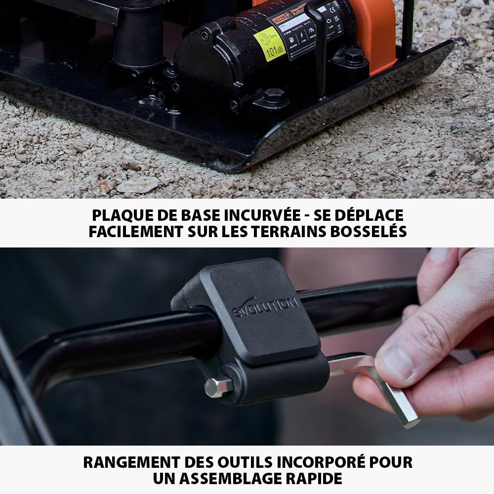 Evolution Power Tools Hulk Compacteur à essence à plaque vibrante, Idéale pour une excellente preparation de surfaces, Concasse, Sable, Graviers,Terre & Sols, 750 W Garantie 3 ans