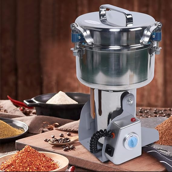 2000G Electric Grain Grinder, 32000RPM Electric Dry Food Grinder Machine Kitchen Domestic Stainless Steel Pulverizer Commercial Cereals Grain Mill for Grains Spices Herbs Pepper Coffee