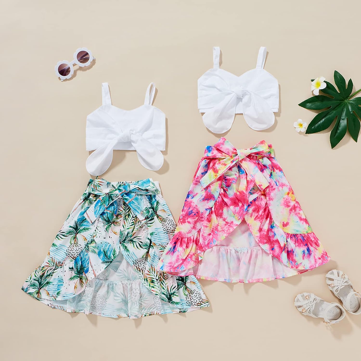 Tiny Cutey Toddler Baby Girl Clothes Ruffle Crop Top +Boho Floral Skirt Summer Dress Outfit Two Piece Set - Image 8