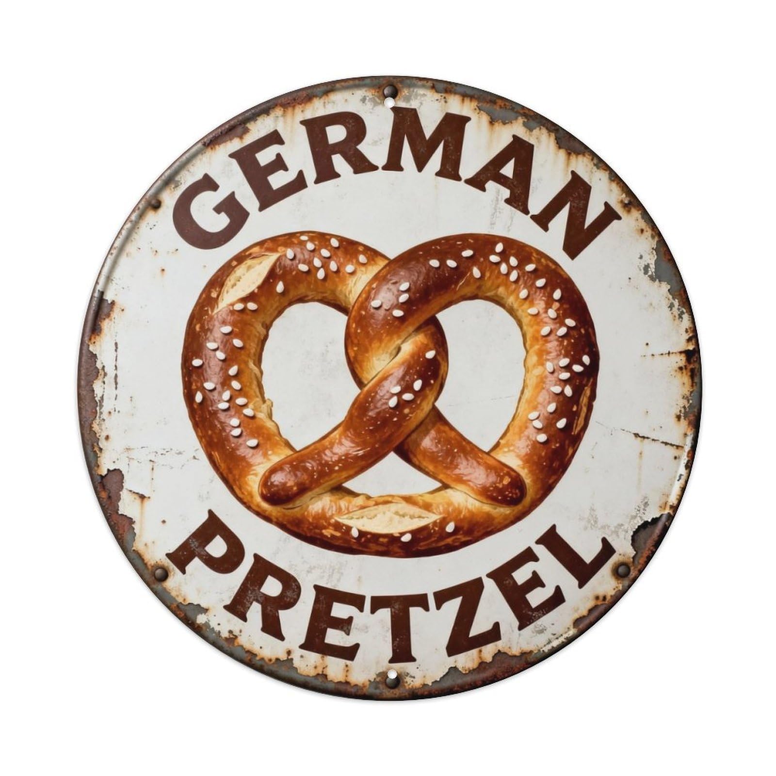 German Pretzel Metal Tin Sign Plaque