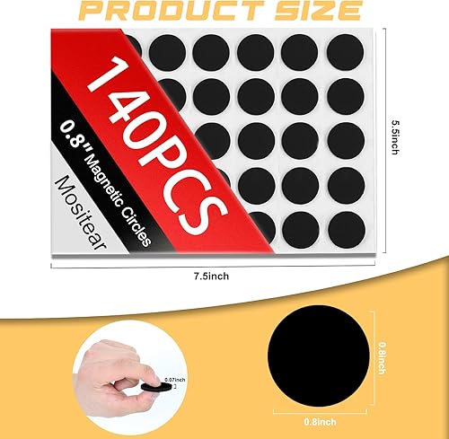 Miniatura 4 de Imanes redondos  140 imanes redondos adhesivos (cada uno de 0.8 x 0.8 pulgadas)  Imanes adhesivos  despegar y pegar, adhesivo fuerte con respaldo