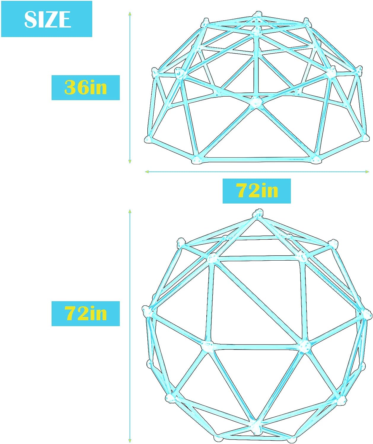 Albott Dome Climber - 6FT Indoor Matte Jungle Gym Playground Geodesic Climbing Dome for Within 8 Years Kids Outdoor Toys with Rust and UV Resistant Steel Frame, Supports 600lbs, Easier Assembly : Toys & Games