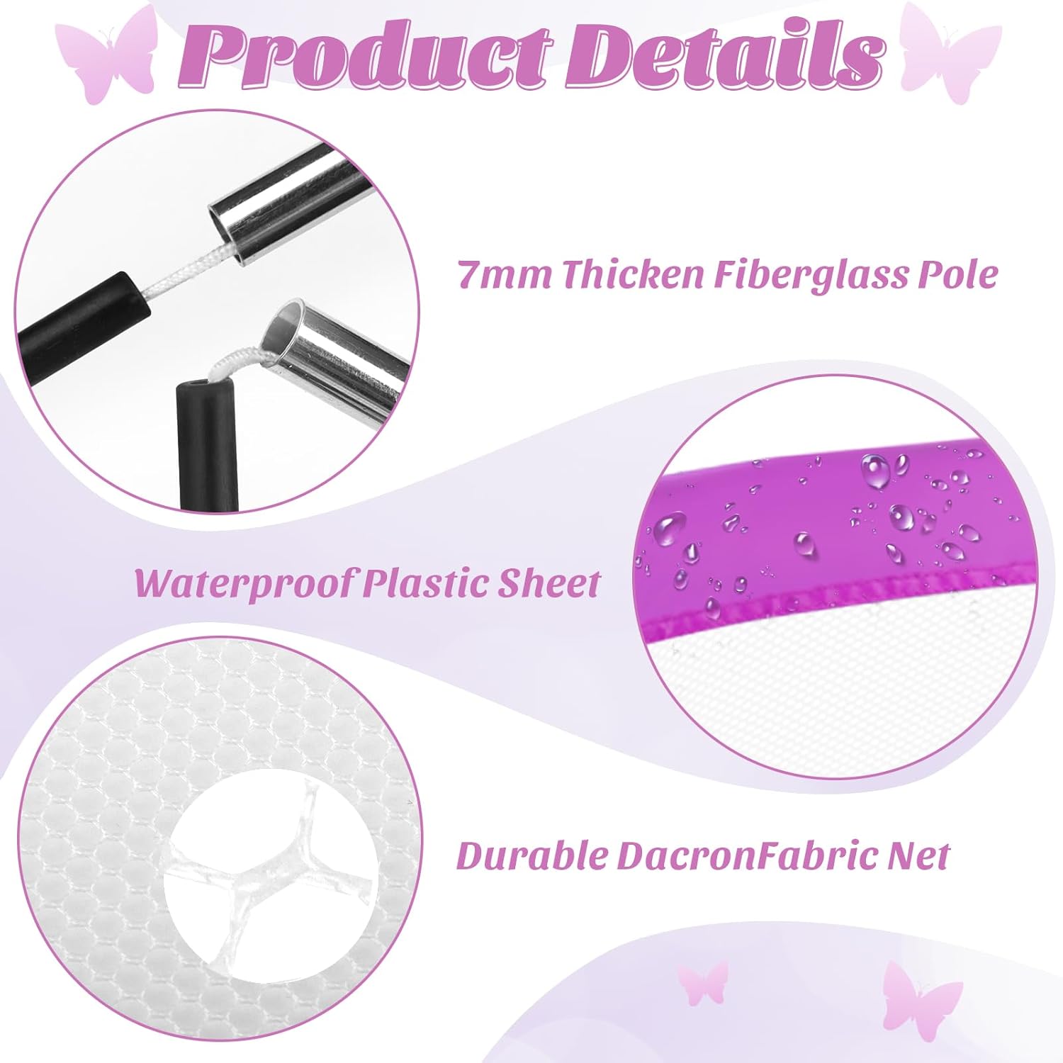 Kids Soccer Goal Set with Size 2 Purple Pink Glitter Butterfly Soccer Ball and Pump 2x1.5ft Portable Butterfly Print Soccer Nets for Toddlers Ages 3-5