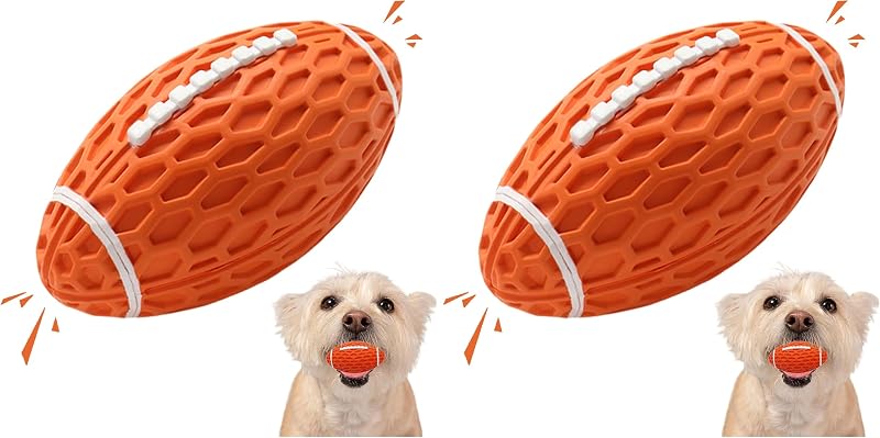 Bola de Borracha com Apito para Cães Pequenos Petinstinct, Laranja, Pacote com 2